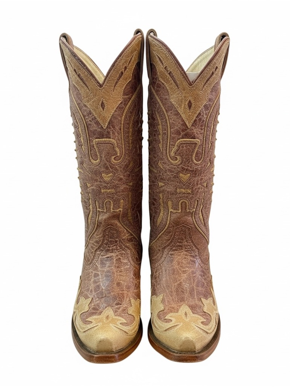 Corral Cowboy Boots Womens 5 Snip Toe Western Leather Embroidered Brown - Picture 4 of 13